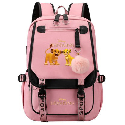 The Lion King Boys Girls Kids School Book Bags Women USB Bagpack Teenagers Canvas Laptop Travel Student Backpack