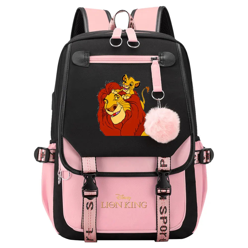 The Lion King Boys Girls Kids School Book Bags Women USB Bagpack Teenagers Canvas Laptop Travel Student Backpack