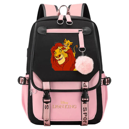 The Lion King Boys Girls Kids School Book Bags Women USB Bagpack Teenagers Canvas Laptop Travel Student Backpack