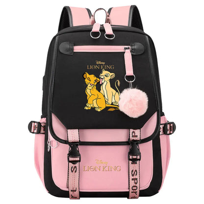 The Lion King Boys Girls Kids School Book Bags Women USB Bagpack Teenagers Canvas Laptop Travel Student Backpack