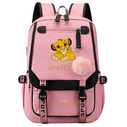 The Lion King Boys Girls Kids School Book Bags Women USB Bagpack Teenagers Canvas Laptop Travel Student Backpack