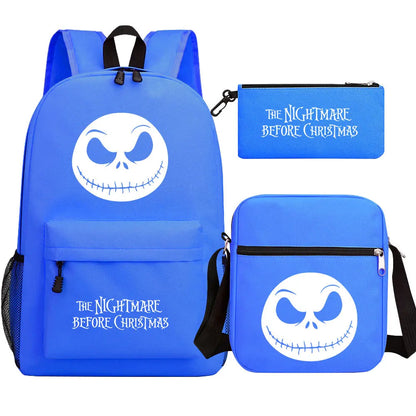 The Nightmare Before Christmas 3Pcs Boy Girl Kids School Book Bags Travel Backpack Shoulder Bag Pen Bag For Men Women