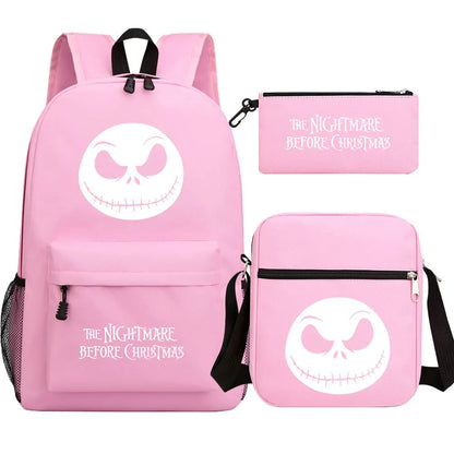 The Nightmare Before Christmas 3Pcs Boy Girl Kids School Book Bags Travel Backpack Shoulder Bag Pen Bag For Men Women