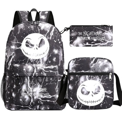 The Nightmare Before Christmas 3Pcs Boy Girl Kids School Book Bags Travel Backpack Shoulder Bag Pen Bag For Men Women