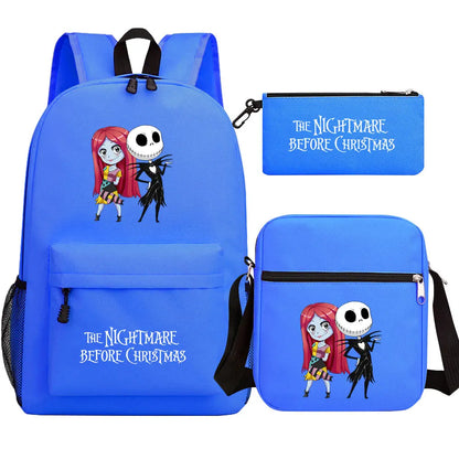 The Nightmare Before Christmas 3Pcs Boy Girl Kids School Book Bags Travel Backpack Shoulder Bag Pen Bag For Men Women