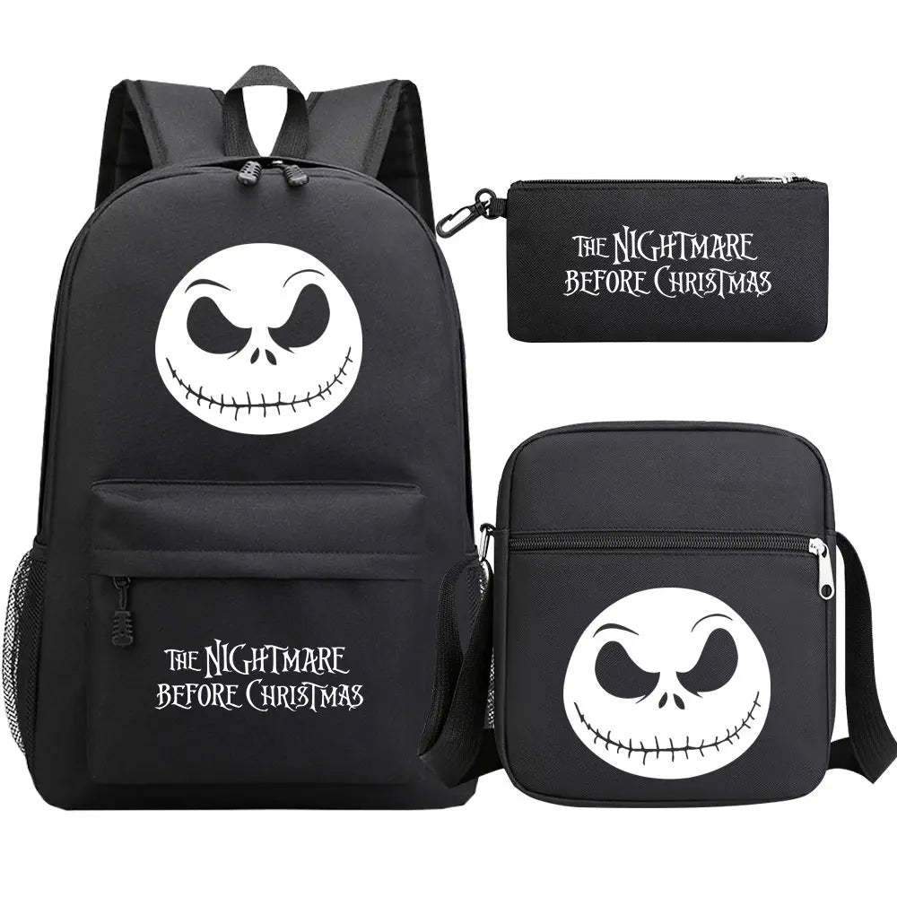 The Nightmare Before Christmas 3Pcs Boy Girl Kids School Book Bags Travel Backpack Shoulder Bag Pen Bag For Men Women