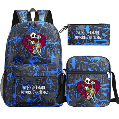 The Nightmare Before Christmas 3Pcs Boy Girl Kids School Book Bags Travel Backpack Shoulder Bag Pen Bag For Men Women