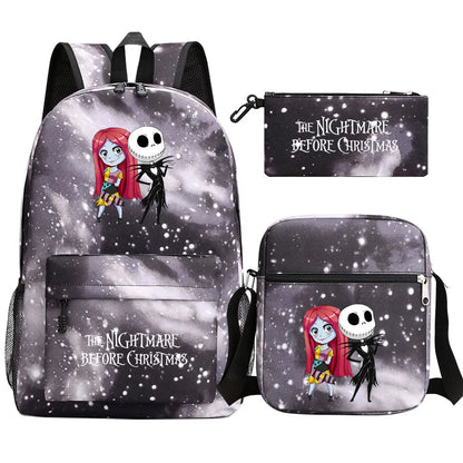 The Nightmare Before Christmas 3Pcs Boy Girl Kids School Book Bags Travel Backpack Shoulder Bag Pen Bag For Men Women