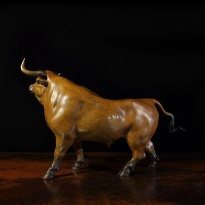 The Rise Bull Toro Copper Art Sculpture QIbronze Crafts Carving Decoration