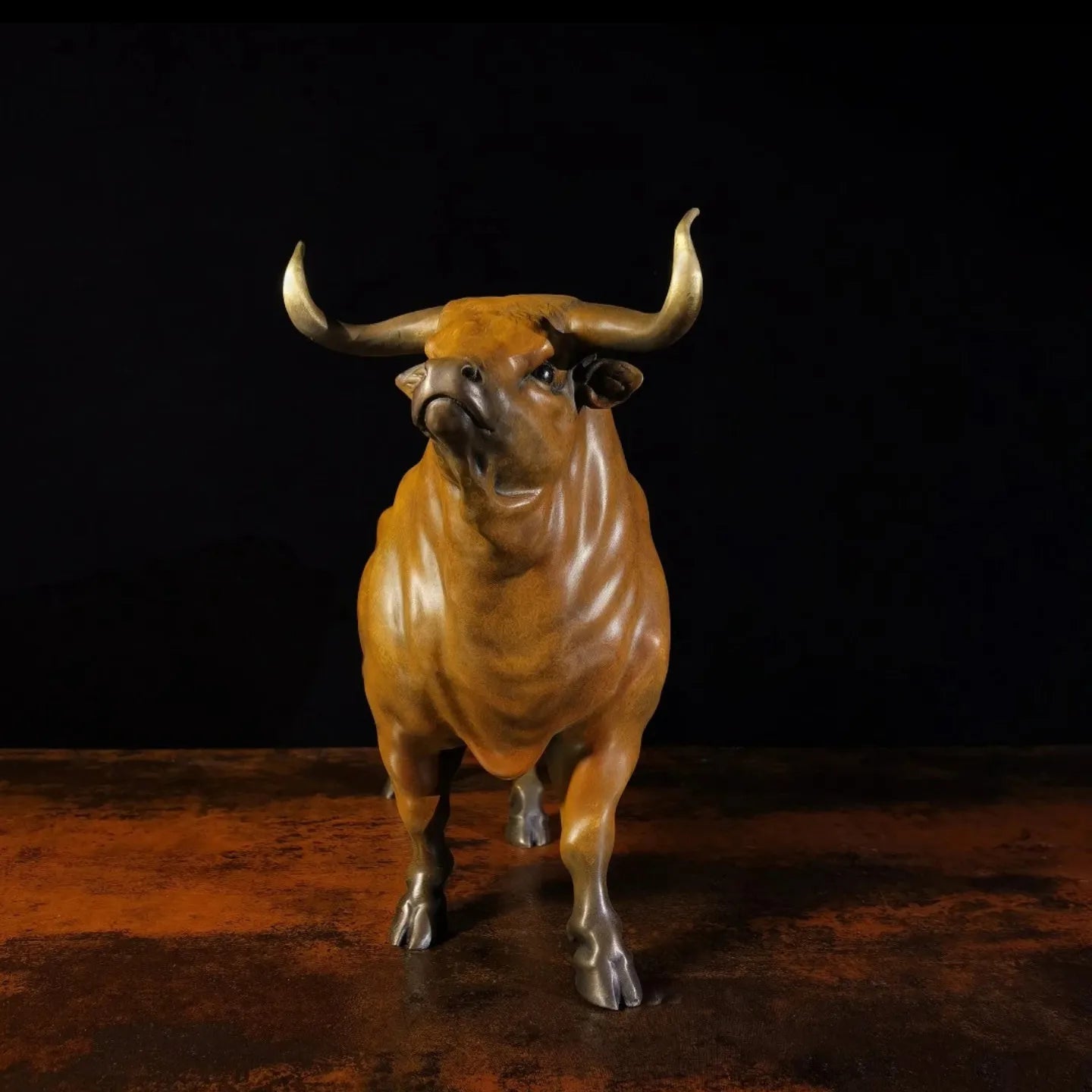 The Rise Bull Toro Copper Art Sculpture QIbronze Crafts Carving Decoration