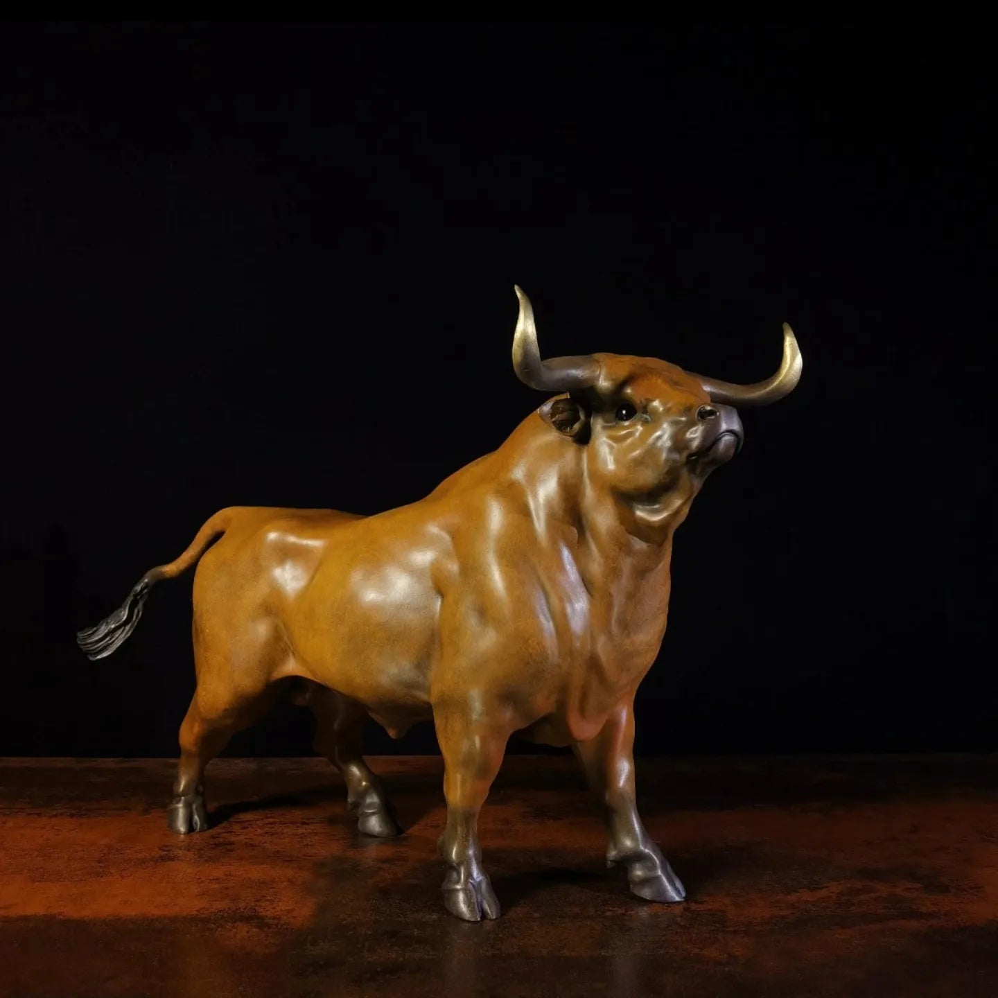 The Rise Bull Toro Copper Art Sculpture QIbronze Crafts Carving Decoration