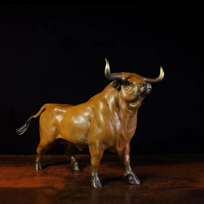 The Rise Bull Toro Copper Art Sculpture QIbronze Crafts Carving Decoration