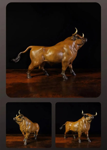 The Rise Bull Toro Copper Art Sculpture QIbronze Crafts Carving Decoration