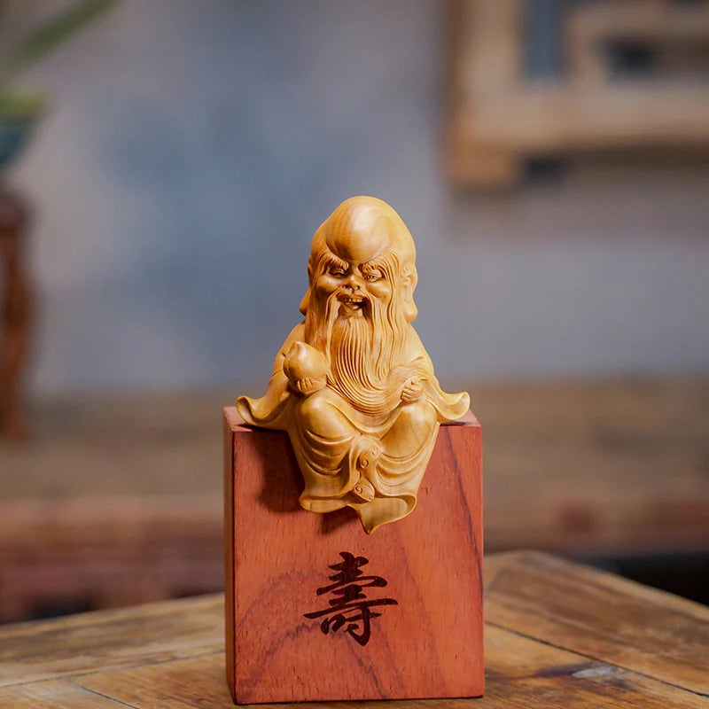 The Sanxing Wood Fu,lu,shou Figurine Chinese Mythology Figure Good The Three Stars Prosperity Status Longevity Chinese Religion.