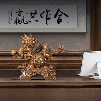 The Year of The Dragon Ornament Office Attracts Wealth Feng Shui Sculptures Housewarming Business Gifts Living Room Decor