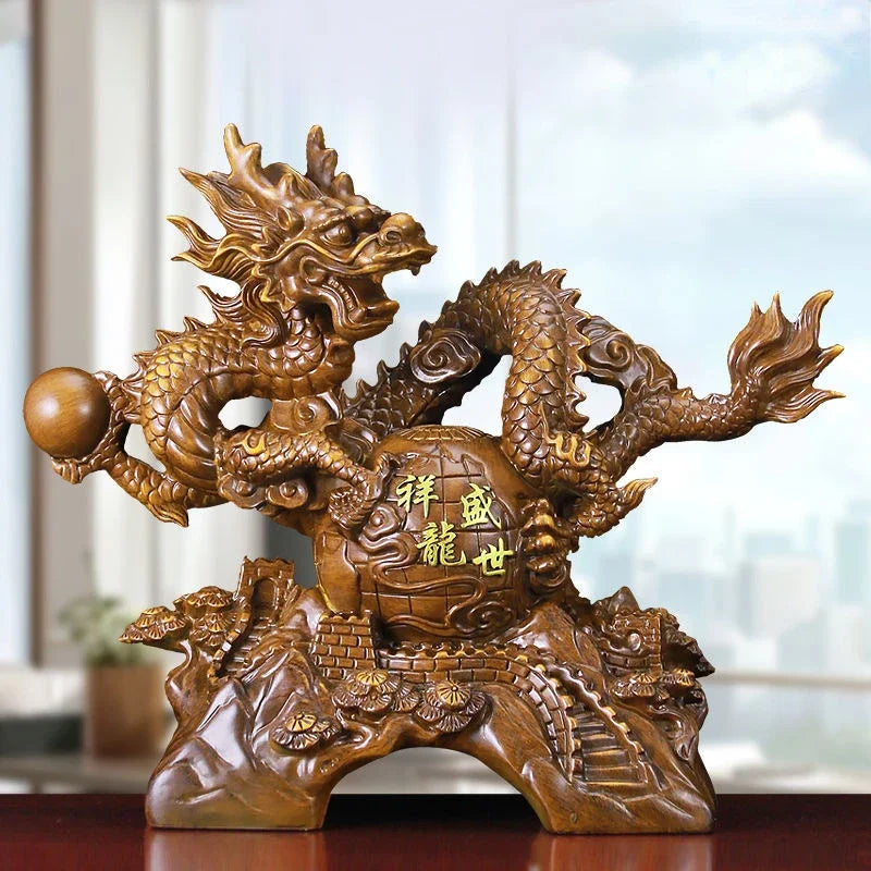 The Year of The Dragon Ornament Office Attracts Wealth Feng Shui Sculptures Housewarming Business Gifts Living Room Decor