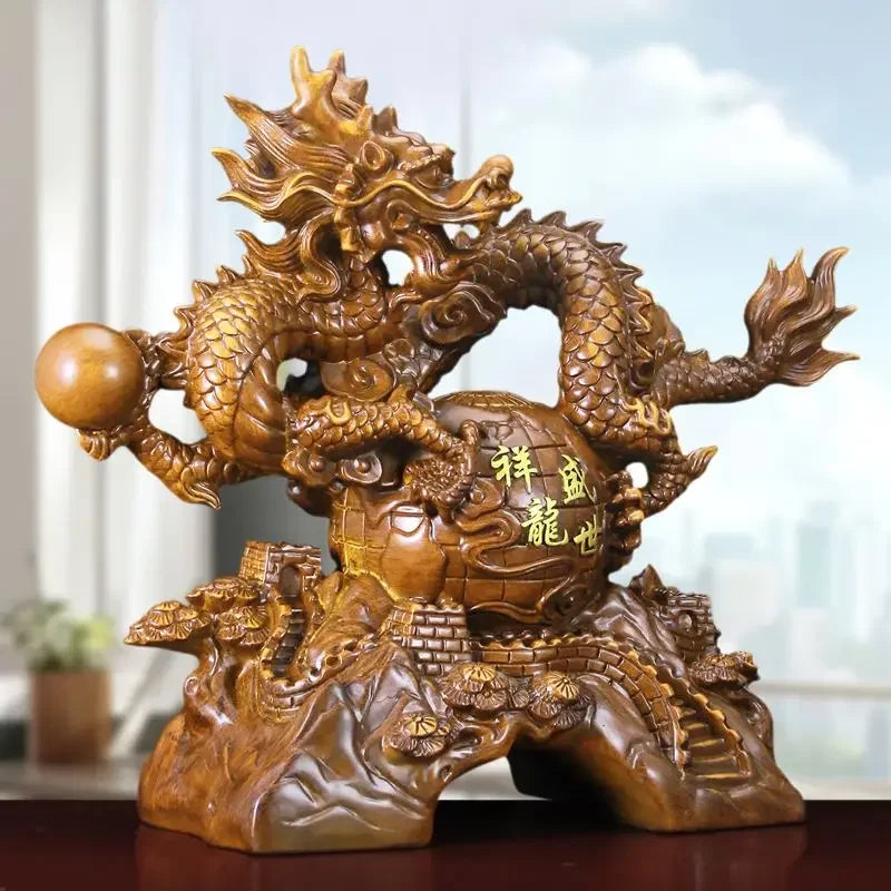 The Year of The Dragon Ornament Office Attracts Wealth Feng Shui Sculptures Housewarming Business Gifts Living Room Decor