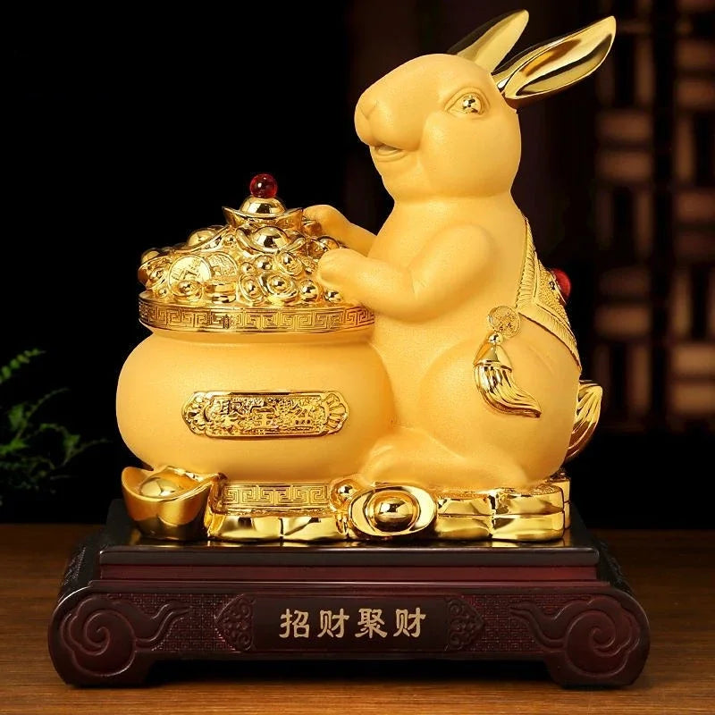 The Zodiac Bunny Display Golden Rabbit Fortune Rabbit Capital Tibetan Office Living Room Wine Cabinet Decor