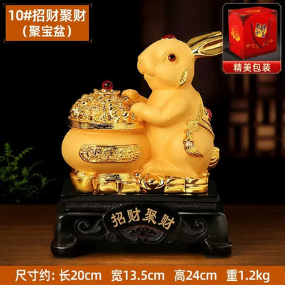 The Zodiac Bunny Display Golden Rabbit Fortune Rabbit Capital Tibetan Office Living Room Wine Cabinet Decor