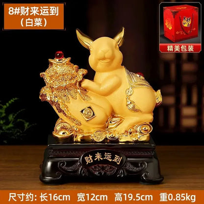 The Zodiac Bunny Display Golden Rabbit Fortune Rabbit Capital Tibetan Office Living Room Wine Cabinet Decor