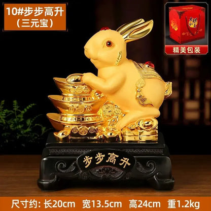 The Zodiac Bunny Display Golden Rabbit Fortune Rabbit Capital Tibetan Office Living Room Wine Cabinet Decor