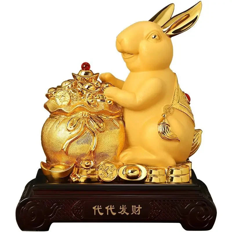 The Zodiac Bunny Display Golden Rabbit Fortune Rabbit Capital Tibetan Office Living Room Wine Cabinet Decor