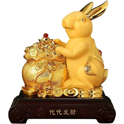 The Zodiac Bunny Display Golden Rabbit Fortune Rabbit Capital Tibetan Office Living Room Wine Cabinet Decor
