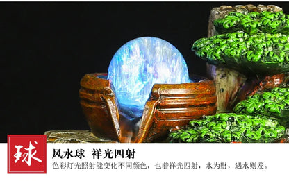 The artificial mountain water fountain is the living room TV cabinet office desktop decoration small statue
