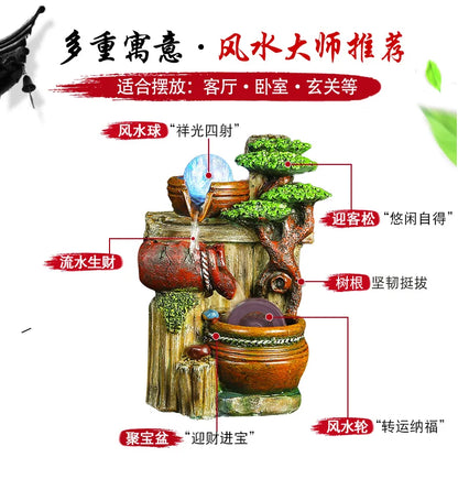 The artificial mountain water fountain is the living room TV cabinet office desktop decoration small statue