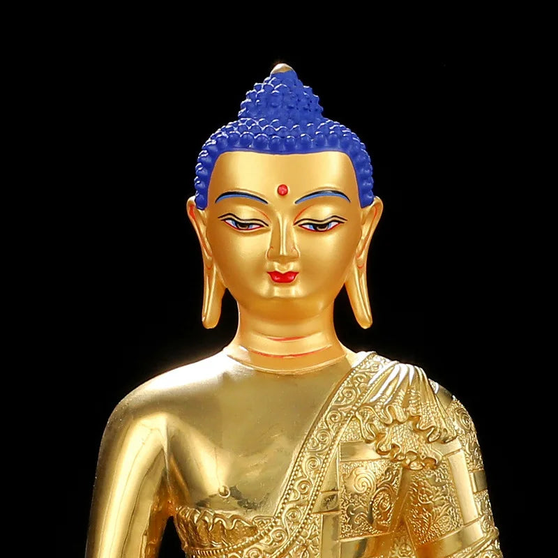 The copper gold-plated Buddha statue of the medicine Buddha is dedicated to Seiko, Tibet, buddhist supplies Sanbao Buddha statue