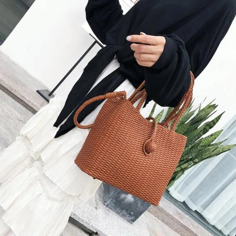 The first layer of cowhide hand woven buttons design shoulder bag leather crossbody bag women