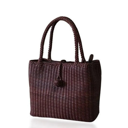 The first layer of cowhide hand woven buttons design shoulder bag leather crossbody bag women