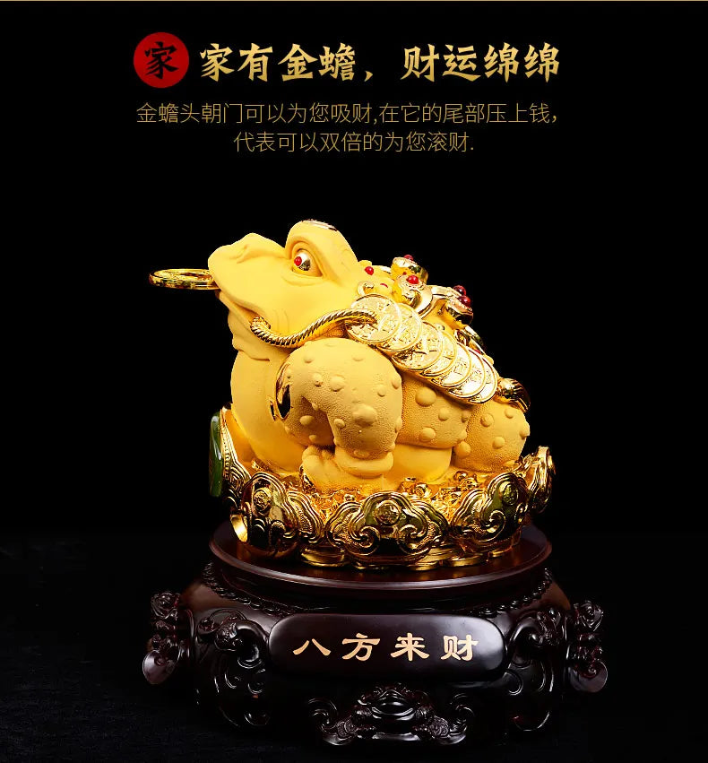 The golden toad family adornment tripod frog handicraft furnishings statue of the golden toad craft  statue Make your home rich