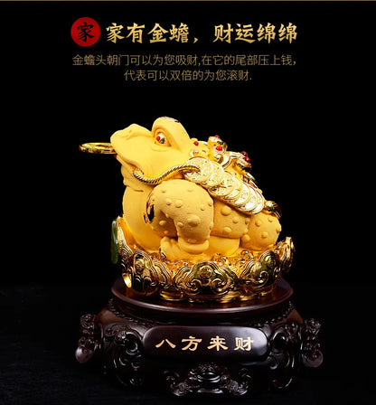 The golden toad family adornment tripod frog handicraft furnishings statue of the golden toad craft  statue Make your home rich