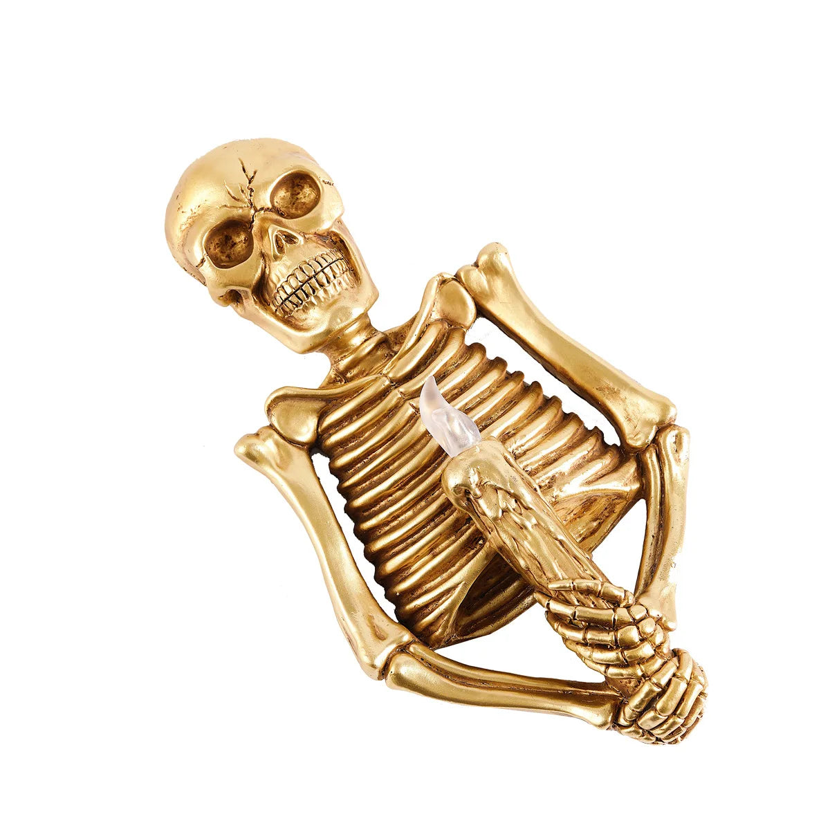 The new wall-mounted skeleton statue Flame lamp European  style resin sculpture Creative Horror Home Bar Craft Statue  Red light