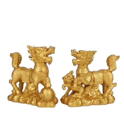 The resin kirin set a pair of fortune dragon to set up the family decorative arts and crafts good luck gifts