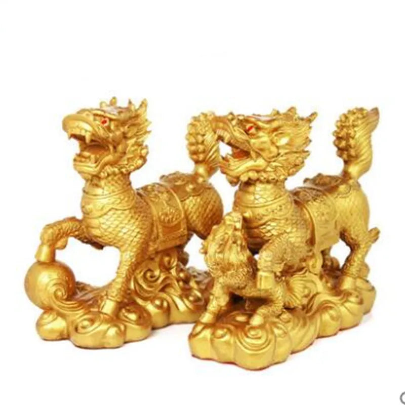 The resin kirin set a pair of fortune dragon to set up the family decorative arts and crafts good luck gifts