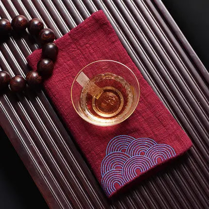 Thick Cotton And Linen Tea Towel Chinese Style Zen Tea Retro  Kung Fu Teapot Cleaning Towel Desktop Tea Ceremony Accessory