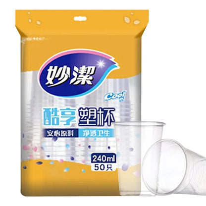 Thick Transparent Plastic Tea Cup, 50 Disposable Cups, Banquet, Home, 240ml