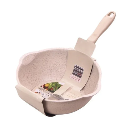 Thickened Bottom Medical Stone Frying Pan Multifunction Non-stick Pans Deep Nougat Pot Big Mouth Wok Pan with Glass Cover