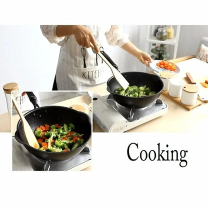 Thickened Bottom Medical Stone Frying Pan Multifunction Non-stick Pans Deep Nougat Pot Big Mouth Wok Pan with Glass Cover
