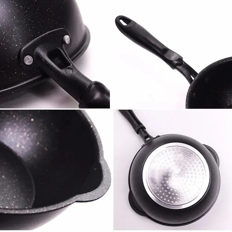 Thickened Bottom Medical Stone Frying Pan Multifunction Non-stick Pans Deep Nougat Pot Big Mouth Wok Pan with Glass Cover
