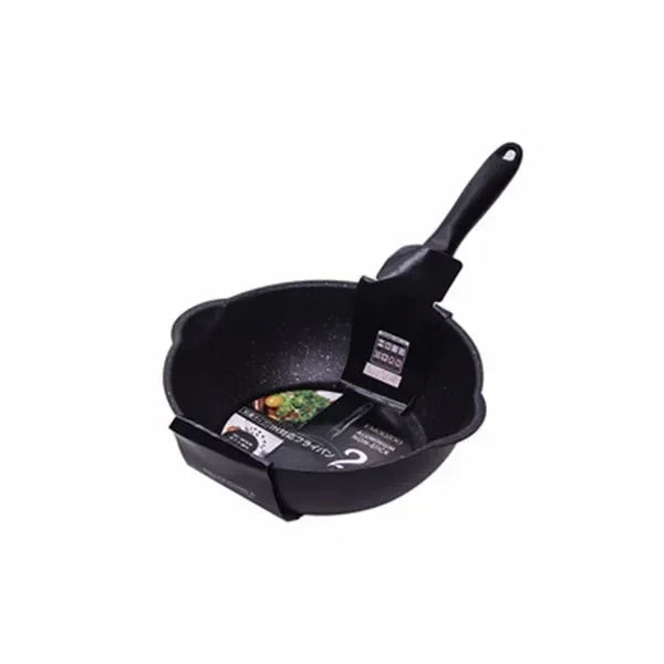 Thickened Bottom Medical Stone Frying Pan Multifunction Non-stick Pans Deep Nougat Pot Big Mouth Wok Pan with Glass Cover