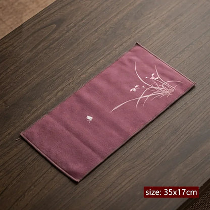 Thickened Chinese Painted Tea Towel Super Absorbent Table Mats Kitchen Cleaning Towel High-grade Tea Set Tools Accessories