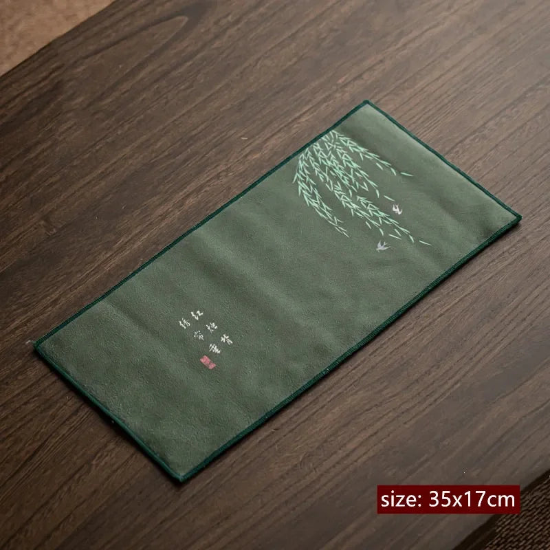 Thickened Chinese Painted Tea Towel Super Absorbent Table Mats Kitchen Cleaning Towel High-grade Tea Set Tools Accessories