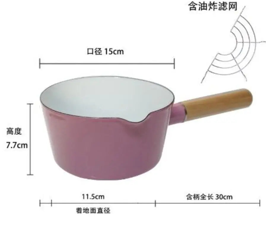 Thickened Enamel Milk Pot with Leakproof Spout, Little Yellow Flower Pattern for Baby Porridge, Hot Milk, Electric and Gas Stove