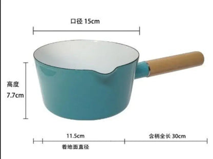Thickened Enamel Milk Pot with Leakproof Spout, Little Yellow Flower Pattern for Baby Porridge, Hot Milk, Electric and Gas Stove