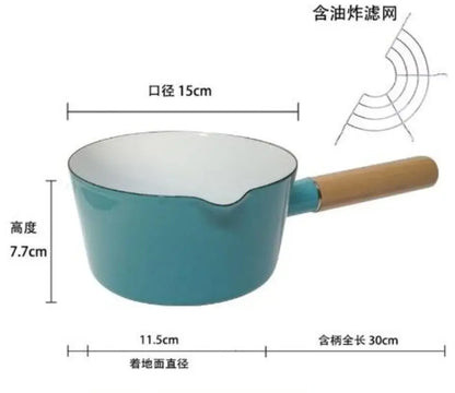 Thickened Enamel Milk Pot with Leakproof Spout, Little Yellow Flower Pattern for Baby Porridge, Hot Milk, Electric and Gas Stove