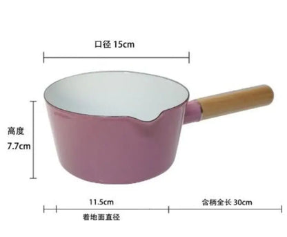 Thickened Enamel Milk Pot with Leakproof Spout, Little Yellow Flower Pattern for Baby Porridge, Hot Milk, Electric and Gas Stove