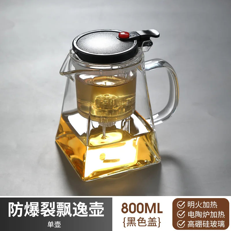 Thickened Glass Teapot High-temperature Resistant Teapot Household One-button Filtering Tea Separation Tea Maker